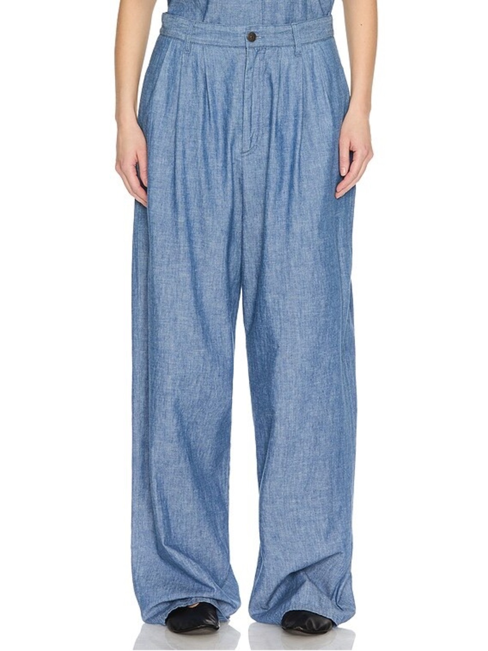Rails Wide-Leg Chambray Trousers - Light Blue